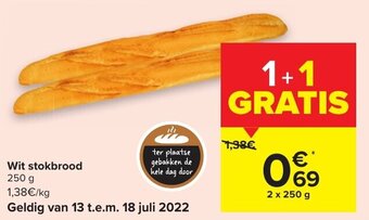 Carrefour Wit stokbrood 250g aanbieding