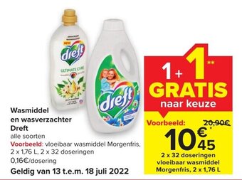 Carrefour Wasmiddel en wasverzachter Dreft aanbieding