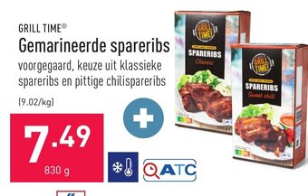 ALDI Grill time gemarineerde spareribs 830g aanbieding