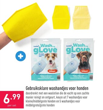 ALDI Gebruiksklare washandjes voor honden aanbieding