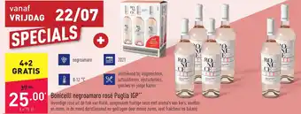 ALDI Bonicelli negroamaro rose puglia IGP 6 x 75cl aanbieding