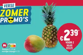 Nutri-Score Ananas (2,39) of Eetrijpe Mango (1,55)