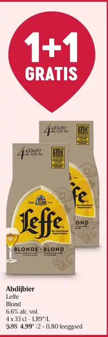 Delhaize Abdijbier Leffe and Blond, 4 x 33 cl aanbieding