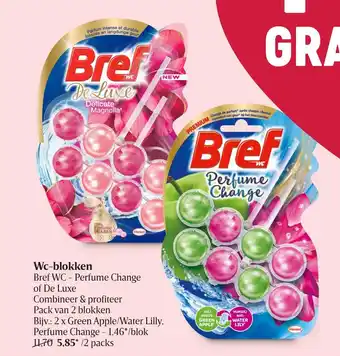 Delhaize Bref WC - Perfume Change of De Luxe WC-Blokken, Pack van 2 blokken aanbieding
