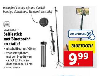 Lidl Selfiestick Met Bluetooth En Statief aanbieding