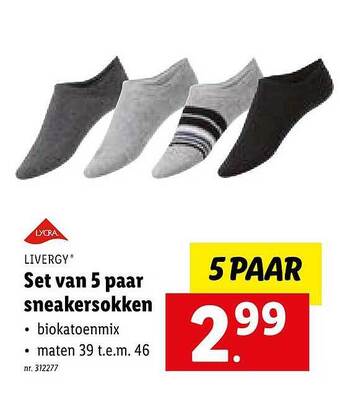 Lidl Set Van 5 Paar Sneakersokken aanbieding