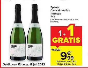 Carrefour Cava Montañas Rocosas Brut aanbieding