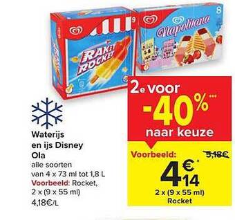 Carrefour Waterijs En Ijs Disney Ola aanbieding