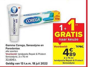 Carrefour Gamma Corega, Sensodyne En Parodontax aanbieding