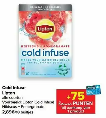 Carrefour Market Lipton cold infuse hibiscus + pomegranate aanbieding