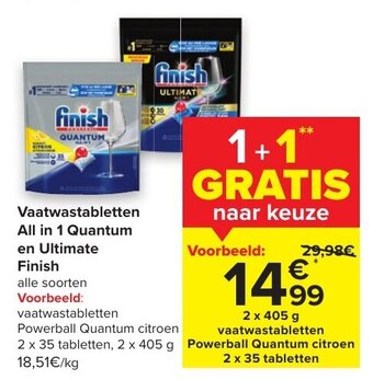 Carrefour Vaatwastabletten All in 1 Quantum en Ultimate Finish aanbieding