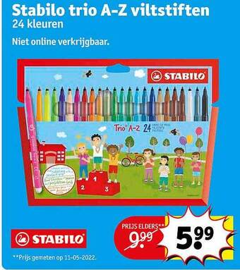 Kruidvat Stabilo Trio A-z Viltstiften aanbieding