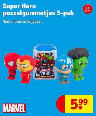 Kruidvat Super Hero Puzzelgummetjes 5-pak aanbieding