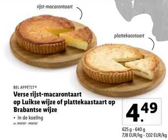 Bel Appétit Verse Rijst-macarontaart Op Luikse Wijze Of Plattekaastaart Op Brabantse Wijze