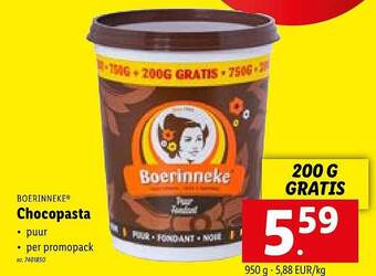 Lidl Boerinneke Chocopasta aanbieding