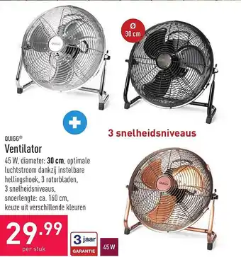 ALDI Quigg Ventilator aanbieding