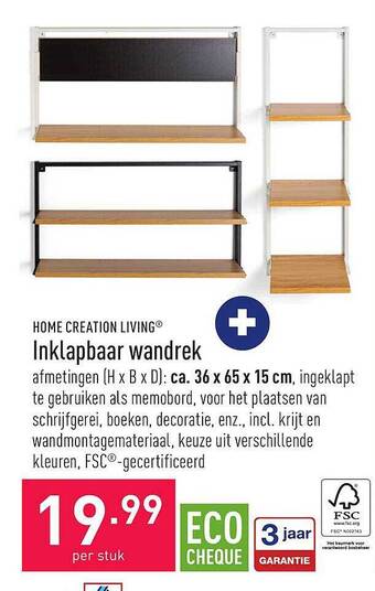 ALDI Home Creation Living Inklapbaar Wandrek aanbieding