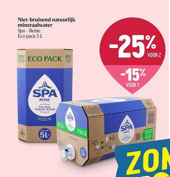 Delhaize Spa Reine Niet-bruisend Natuurlijk Mineraalwater aanbieding