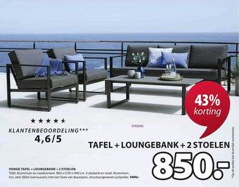Jysk Vonge Tafel + Loungebank + 2 Stoelen aanbieding