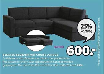 Jysk Bedsted Bedbank Met Chaise Longue aanbieding