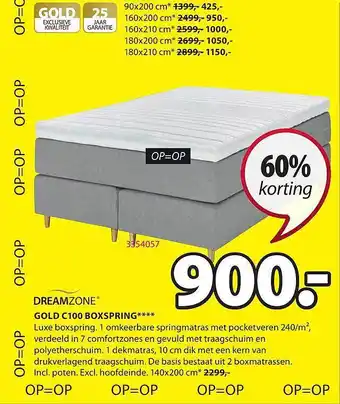 Jysk Gold C100 Boxspring Dreamzone aanbieding