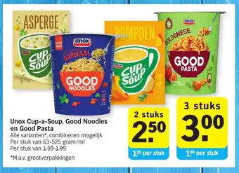Unox cup-a-soup, good noodles en good pasta 36-525g per stuk