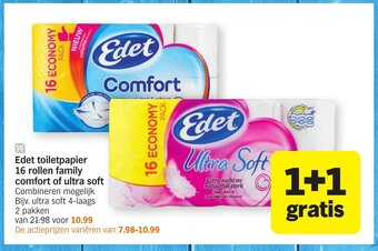 Albert Heijn Edet toiletpapier 16 rollen family comfort of ultra soft aanbieding