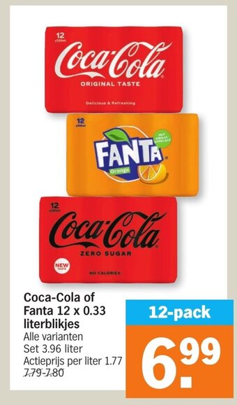 Albert Heijn Coca-cola of fanta 12 x 0.33 literblikjes aanbieding