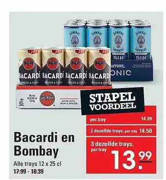 Sligro Bacardi En Bombay aanbieding