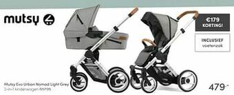 Baby & Tiener Mutsy evo urban nomad light grey 2-in-1 kinderwagen aanbieding