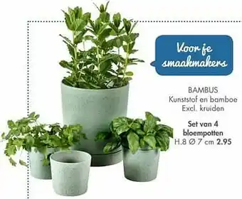 Casa Bambus set van 4 bloempotten aanbieding