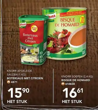 Bidfood Knorr Afgeleide Sauzen Botersaus Met Citroen Of Knorr Soepen Bisque De Homard aanbieding