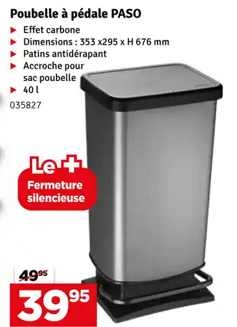 Poubelle a Pedale Paso 353x295 x H676 mm 40l
