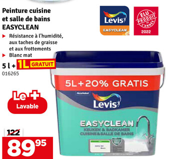 Levis Peinture Cuisine et Salle de Bains Easyclean 5l +1l Gratuit