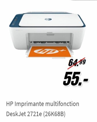 MediaMarkt HP Imprimante Multifonction DeskJet 2721e (26K68B) aanbieding