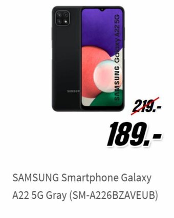 MediaMarkt Samsung Smartphone Galaxy A22 5G Gray (SM-A226BZAVEUB) aanbieding