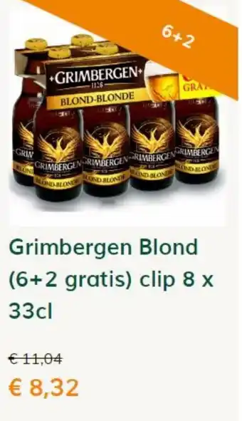 Prik en Tik Grimbergen Blond Clip 8 x 33 cl aanbieding