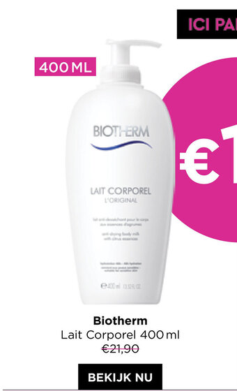 ICI PARIS XL Biotherm Lait Corporel 400 ml aanbieding