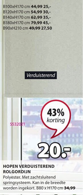 Jysk Hopen Verduisterend Rolgordijn aanbieding