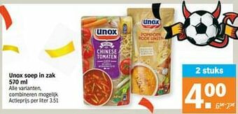 Albert Heijn Unox soep in zak aanbieding