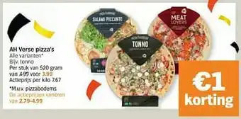 Ah verse pizza`s tonno