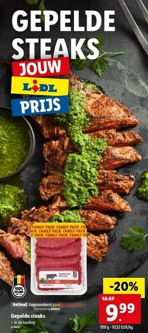 Lidl Gepelde steaks aanbieding