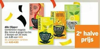 Albert Heijn Lemon + ginger tea bio aanbieding