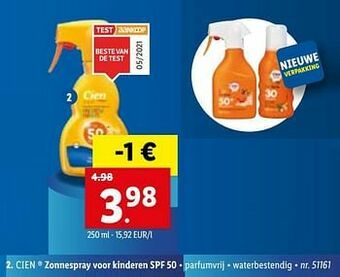 Lidl Zonnespray voor kinderen spf 50 aanbieding