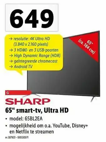 Sharp 65`` smart-tv, ultra hd