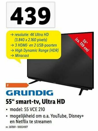 Lidl Grundig 55`` smart-tv, ultra hd aanbieding