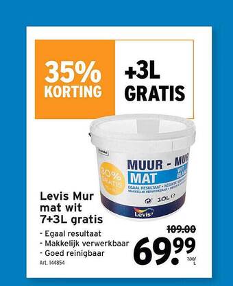 GAMMA Levis Mur Mat Wit aanbieding