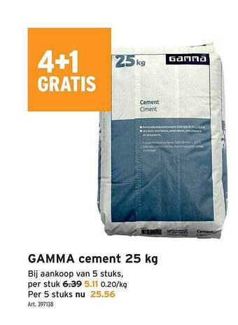 GAMMA Gamma Cement 25 Kg aanbieding