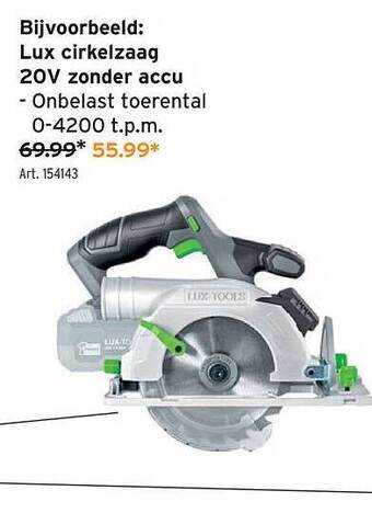 GAMMA Lux Cirkelzaag 20v Zonder Accu aanbieding