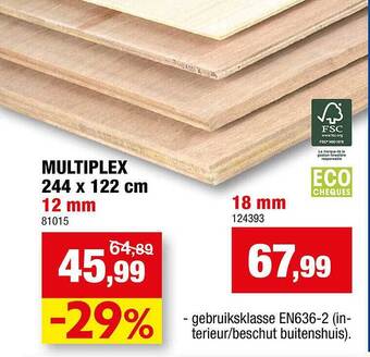 Hubo Multiplex 244 X 122 Cm aanbieding